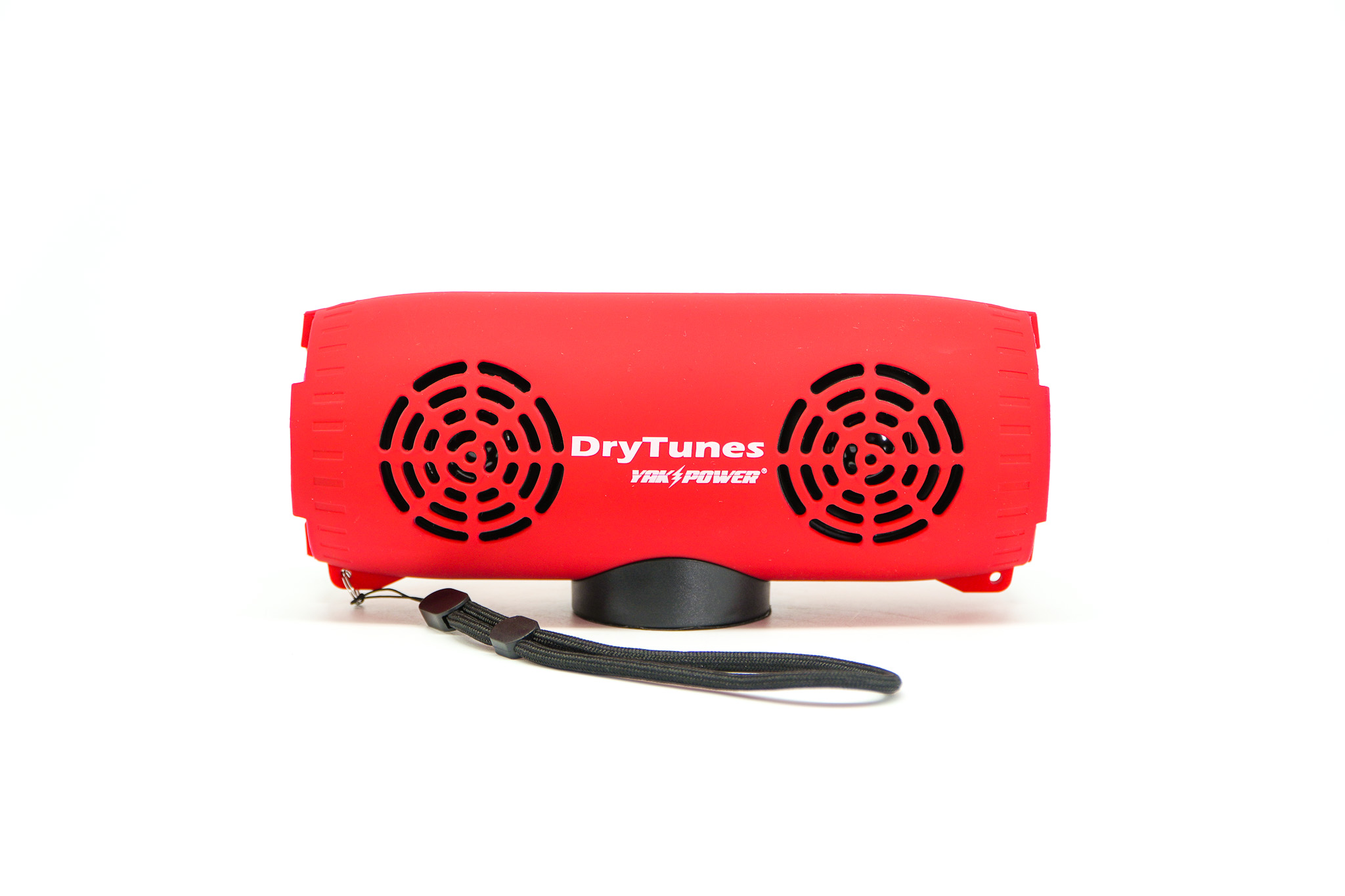 Red DryTunes DT0037 speaker, front view with dual speaker grilles