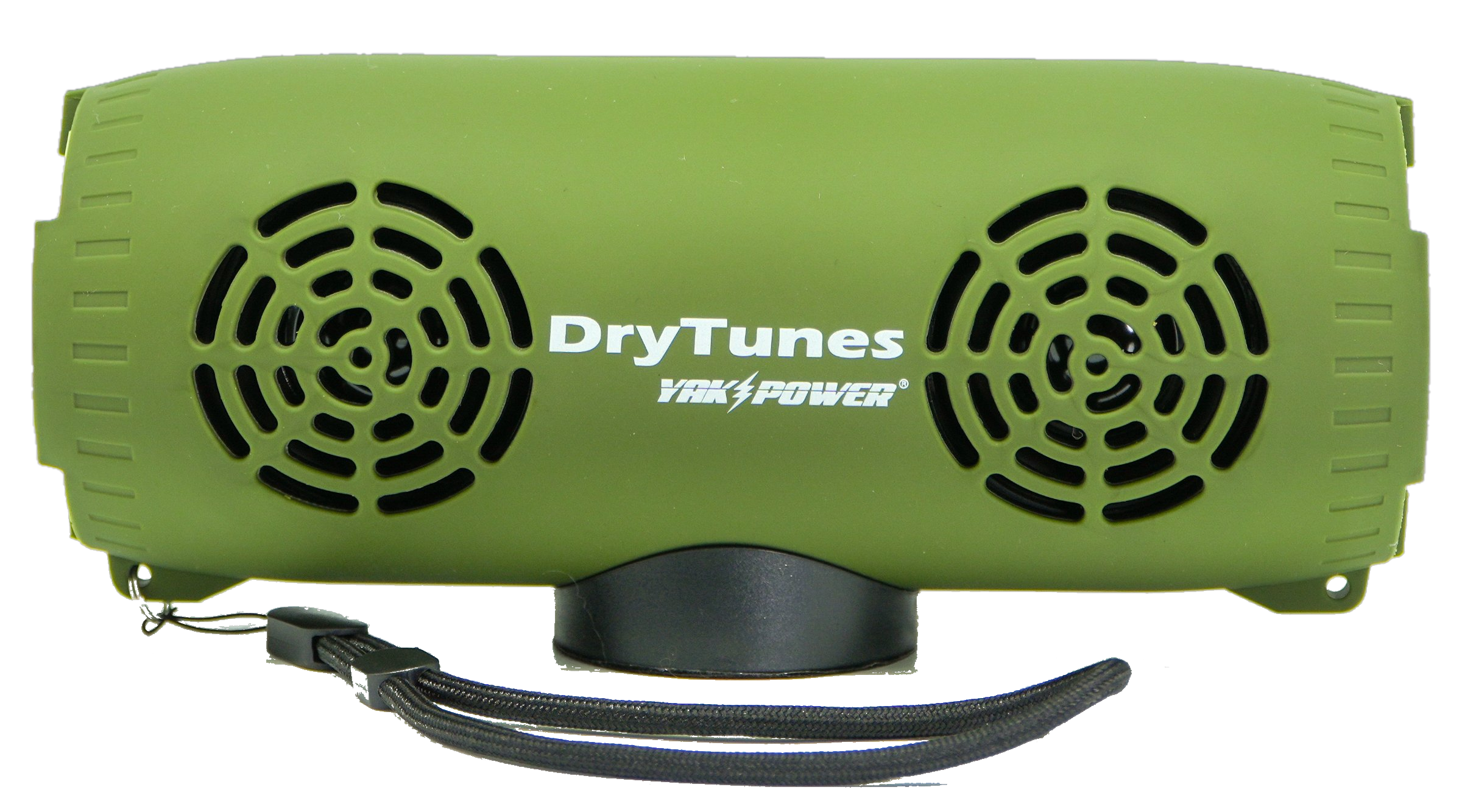 DryTunes DT0037 waterproof speaker in olive green, with wrist strap