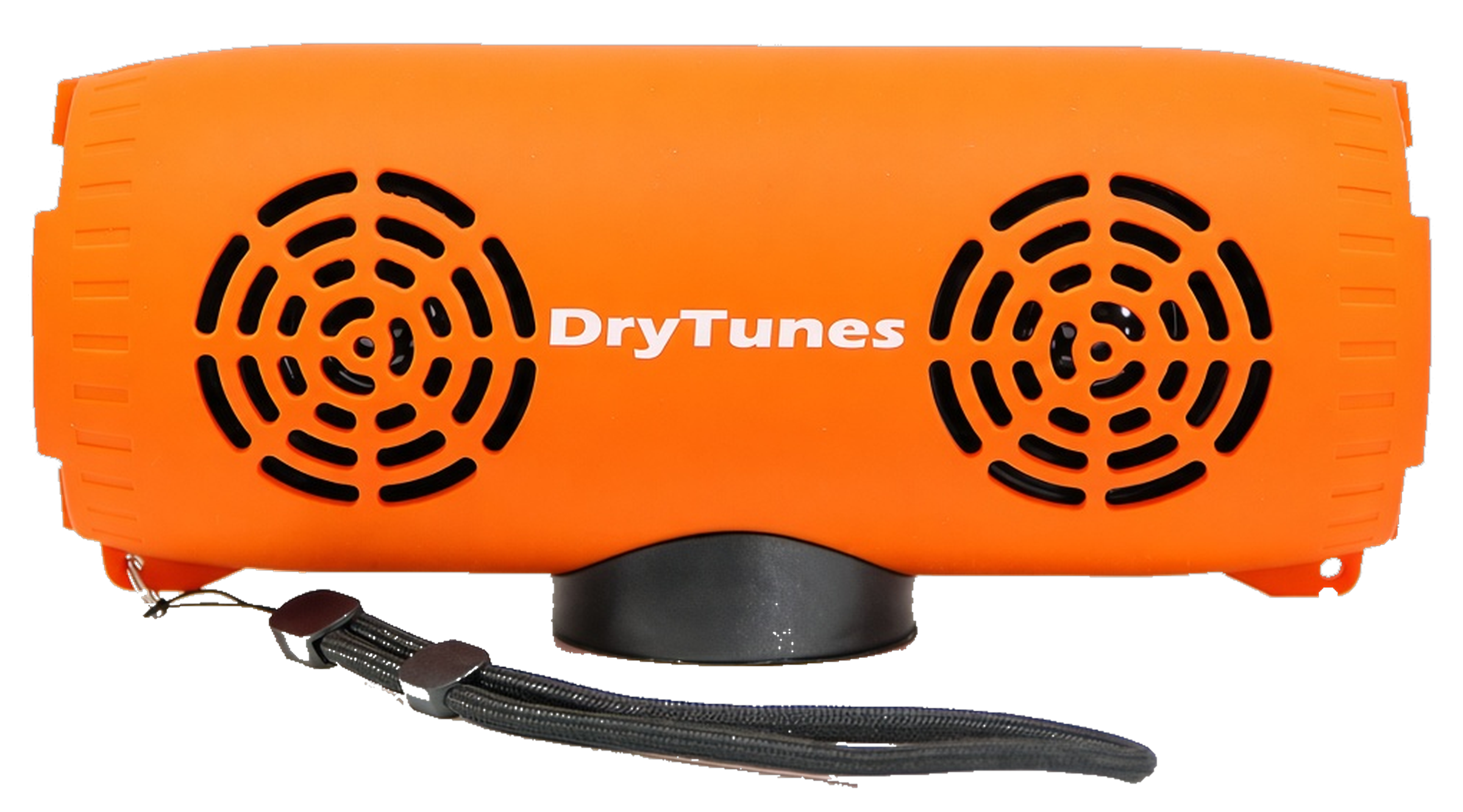 DryTunes DT0037 waterproof speaker in orange, with wrist strap