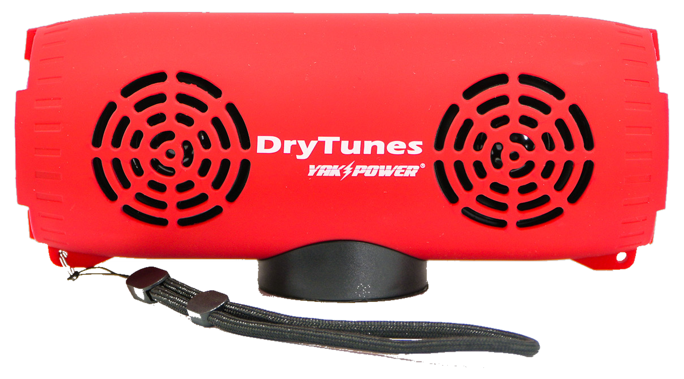 DryTunes DT0037 waterproof speaker in red, with wrist strap